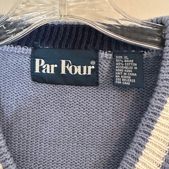 90s Par Four Novelty Golf Grandpa Sweater blue - Picture 4 of 4
